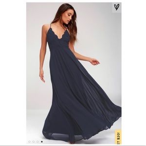 Lulu’s Madalyn Navy Blue Lace Maxi Dress